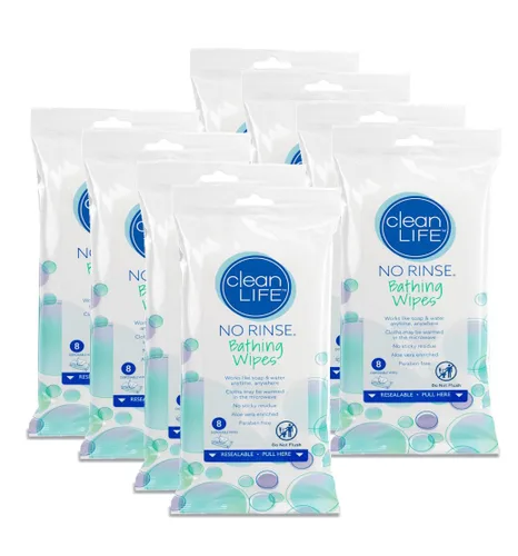 Vista 6 de No Rinse baño Toallitas – 8 por paquete, talla única Se ajusta a todos, Value Not Found