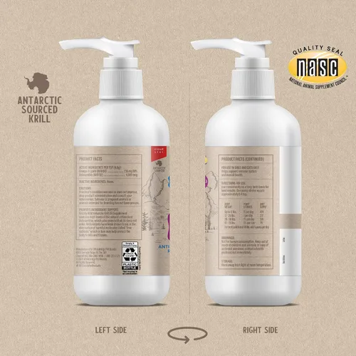 Vista 2 de Grizzly Wild - Suplemento antioxidante natural de aceite de krill antártico para perros, 8 onzas