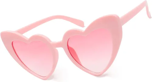 Vista 8 de Lentes de sol de moda con forma de corazón rosa para hombres y mujeres, paquete dúo de lentes retro para mamá y yo