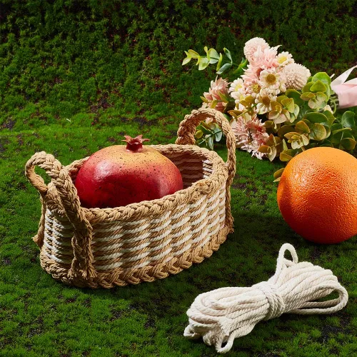 Vista 5 de FREEBLOSS Juego de 2 cestas tejidas para bricolaje, kit de tejido de macramé, suministros para hacer cestas, adecuado para proyectos de artes