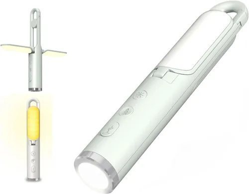 Vista 8 de Luz LED para campamento, luz recargable plegable con batería integrada de 2400 mAh, 5 modos, luz de emergencia multifuncional con linterna y función