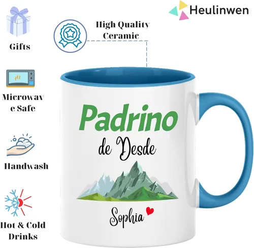 Vista 6 de Juego personalizado de Bautizo Recuerdos Juego De 2 Tazas 2024, Padrinos De Bautizo Propuesta Set 2 Tazas Café 11Oz, Para Niño, Niña, Propuesta