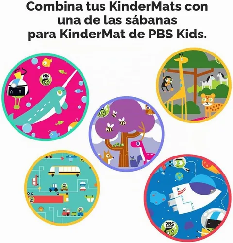 Vista 5 de Alfombra de descanso KinderMat para niños pequeños con almohada, 3/4 de pulgada de espesor, vinilo de 8 mil Azul y gris