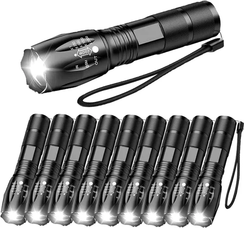 Vista 9 de Paquete de 3 linternas superbrillantes, linterna LED de alto lúmenes con haz zoomable, mini linternas para acampar, senderismo, pasear perros