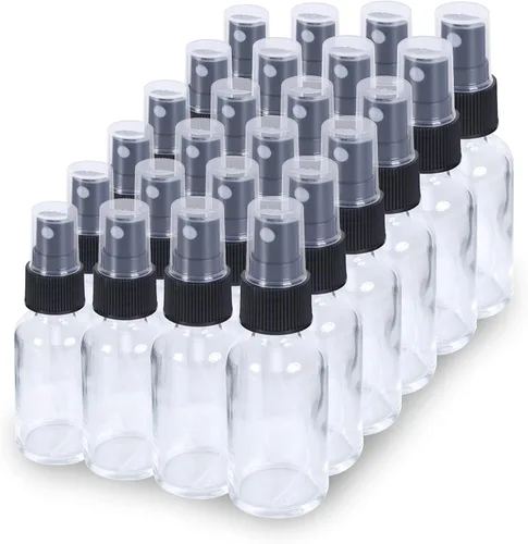 Vista 8 de Botella pulverizadora de vidrio de 2 onzas, botellas de vidrio Boston de niebla fina con pulverizador de niebla fina negra, botellas pequeñas