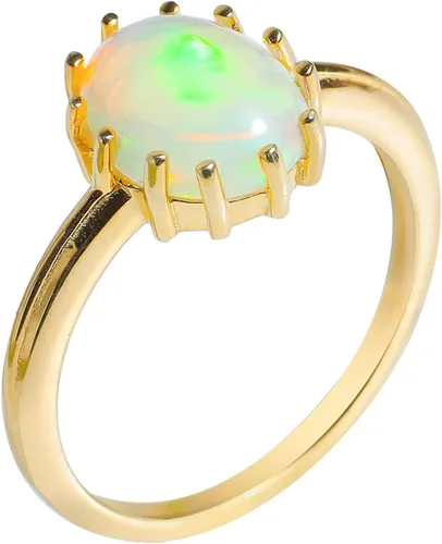 Vista 3 de YoTreasure Anillo de oro de 14 quilates con ópalo etíope de 0.315 x 0.394in, sobre plata 925