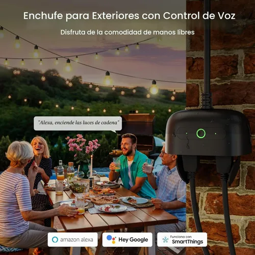 Vista 4 de GHome Smart - Enchufe inteligente para exteriores, enchufe Wi-Fi inteligente para el hogar con 2 tomas, resistencia a la intemperie IP64, compatible