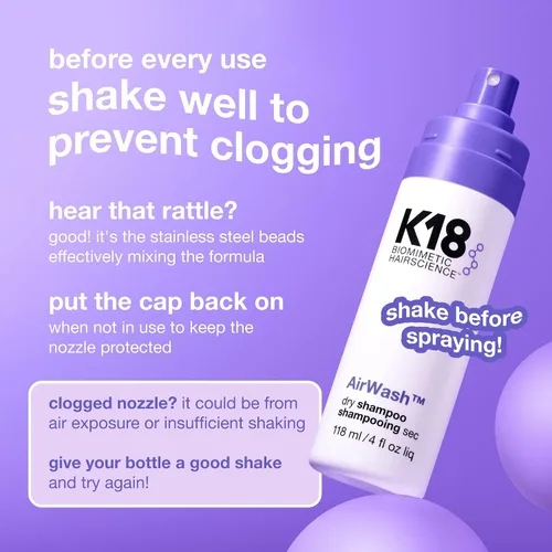 Vista 9 de K18 AirWash™ Dry Shampoo, Non-Aerosol, Balances Scalp & Controls Excess Oil Production
