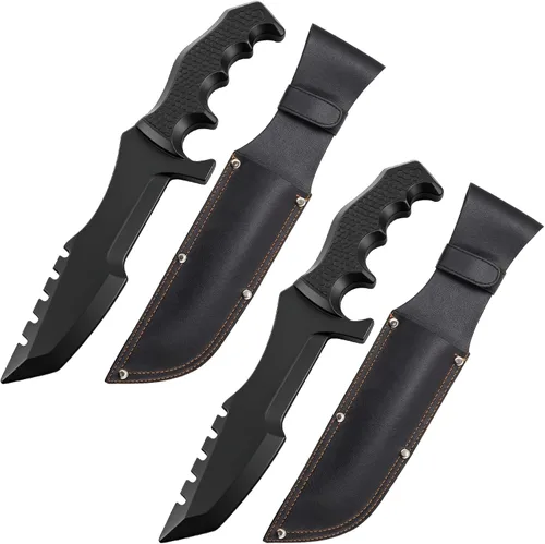 Vista 9 de Lasnten - Juego de 2 cuchillos falsos para entrenamiento Karambit con funda for Beginner Plastic Airsoft Knife Trainer Tool for Halloween Props