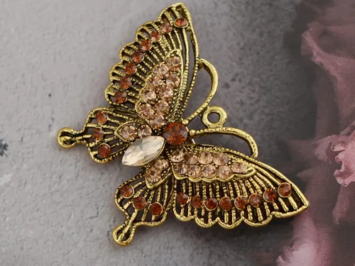 Vista 2 de Alilang Antique Inspire - Broche de mariposa con diamantes de imitación de cristal gris plateado