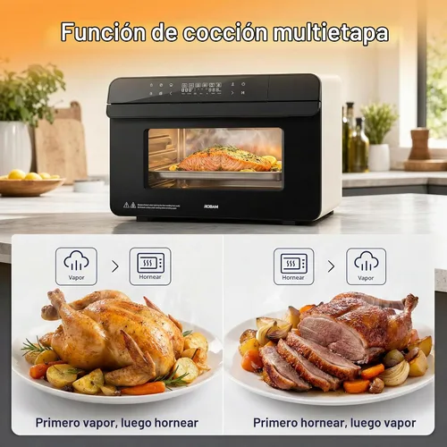 Vista 7 de ROBAM Horno de vapor de convección de encimera 23QT, combo de horno Blanco