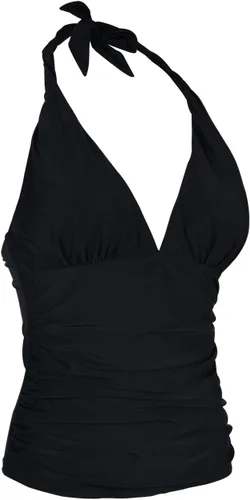 Vista 3 de Hilor - Parte superior de tankini para natación, con cuello profundo en V y halter, drapeado, para mujer