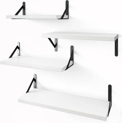 Vista 27 de YGEOMER Estantes flotantes para pared, estantes de pared negros de diferentes tamaños para sala de estar, baño, dormitorio, cocina, decoración