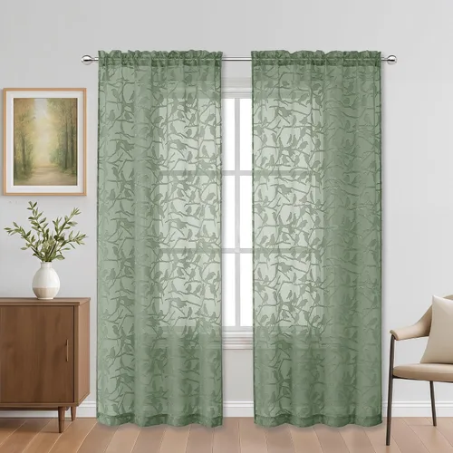 Vista 47 de OVZME Anji Clip Voile Sheer Tiers RD 2X30X36 Negro