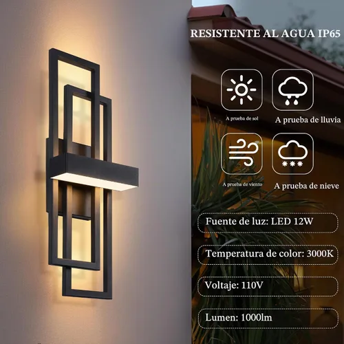 Vista 7 de LamQee Luces de pared modernas para exteriores de 20 pulgadas, LED integrado de 1000 lúmenes, aplique de iluminación exterior de doble rectángulo