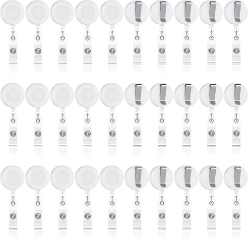 Vista 10 de Zonon 3 clips retráctiles para tarjetas de identificación con clip de cinturón de metal para colgar tarjetas, llaveros, soportes para tarjetas