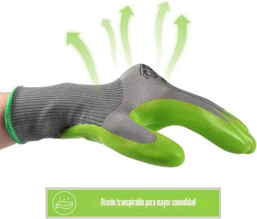 Vista 3 de WORKPRO 6 pares de guantes de jardín, guantes de trabajo con revestimiento de palma de látex ecológico, guantes de jardinería, guantes de trabajo