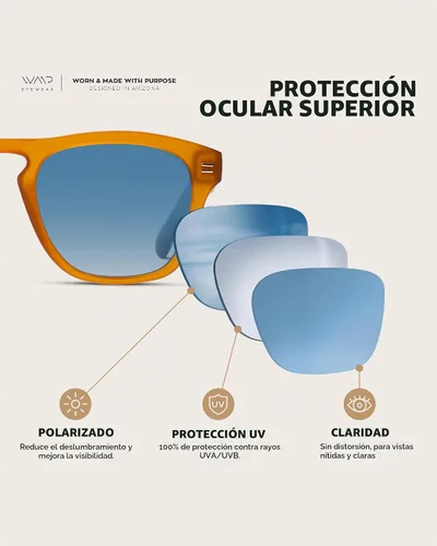 Vista 4 de WearMe Pro - Gafas de sol rectangulares grandes polarizadas retro para hombre Marco de cristal caramelo/lente azul degradado