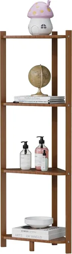 Vista 11 de Wisuce Estante esquinero, estantes esquineros de bambú 100% real, estante organizador de almacenamiento para baño, sala de estar, cocina