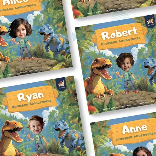 Vista 7 de Libro de cuentos personalizado para niños, aventura de dinosaurios, nombre y foto personalizados, regalos para bebés, historia atractiva para niños