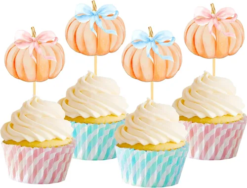 Vista 7 de Pumpkin Oh Baby - Decoración para cupcakes con temática de calabaza, para baby shower, cumpleaños, Acción de Gracias, Halloween, fiesta, suministros