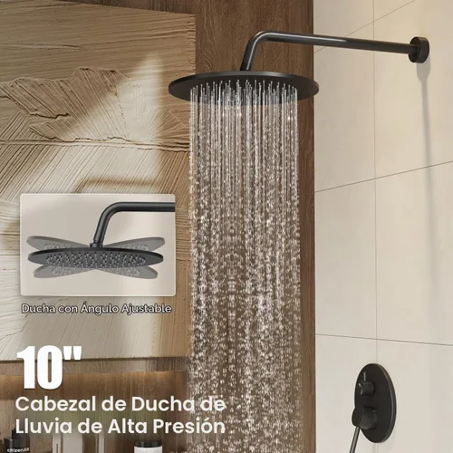 Vista 3 de Gabrylly Sistema de ducha, juego de grifo de ducha montado en la pared de Negro