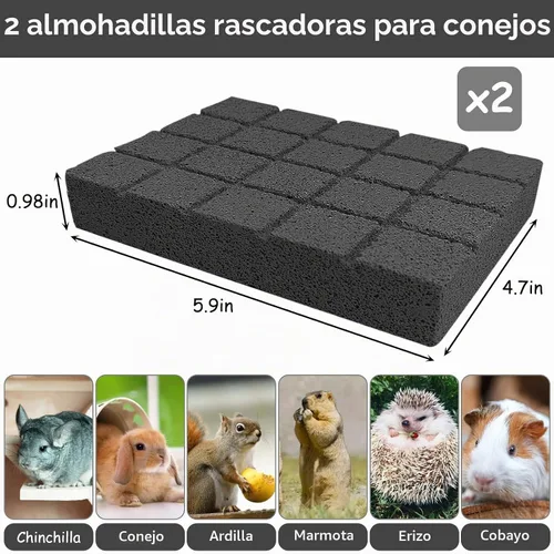 Vista 2 de Hamiledyi 2 almohadillas rascadoras de conejo, almohadillas para moler lava, almohadillas para pies de animales pequeños, juguetes para masticar