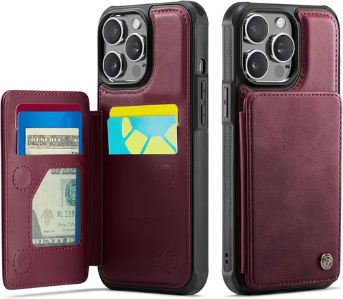 Vista 95 de Vinich for iPhone XR Wallet Case with Card Holder, Black RFID Blocking Credit Slots, Kickstand, Shockproof Flip Phone Cover, PU Leather, Double