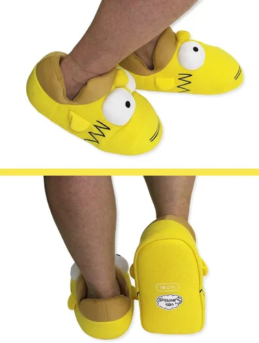 Vista 6 de The Simpsons Pantuflas faciales 3D Homer Simpson de felpa novedosas para hombres y adultos