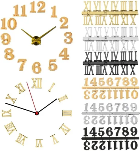 Vista 6 de Vctitil Kit de números de reloj de 6 piezas, número arábigo y número romano, números de reloj digital, diseño de manecillas de reloj, accesorios