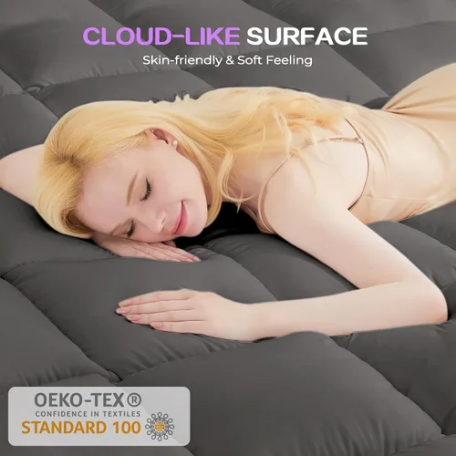 Vista 8 de SINWEEK Cubrecolchón de Espuma Viscoelástica de Doble Capa de 5 Pulgadas Tamaño Individual, Espuma Viscoelástica de Gel de 3 Pulgadas más 2 Pulgadas