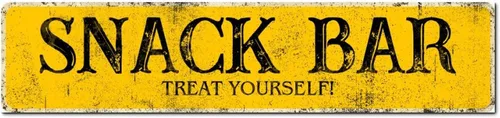 Vista 12 de Madcolitote Letrero de calle personalizado SNACK BAR con texto en inglés «Snack Bar» de madera para decorar la pared de la sala de estar, arte