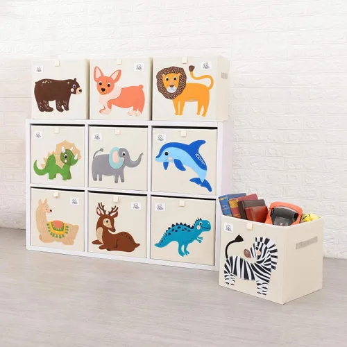 Vista 5 de Contenedores plegables de almacenamiento de animales de tela, caja/cofre/organizador para niños pequeños/niños, guardería, sala de juegos, 13 Alpaca