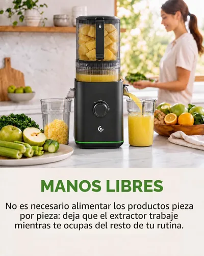 Vista 6 de AMZCHEF Exprimidor de prensa en frío, Juicer lento de autoalimentación de Negro mate