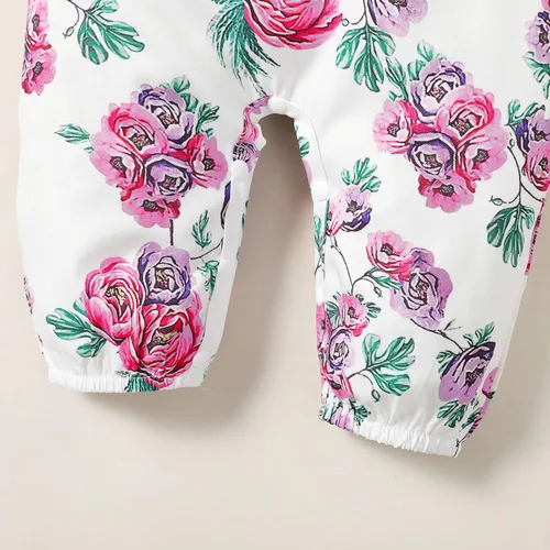 Vista 6 de KIHONI Ropa de bebé recién nacido, ropa de manga larga, trajes de niña recién nacida, overol floral con tirantes y tirantes, ropa de bebé para niñas
