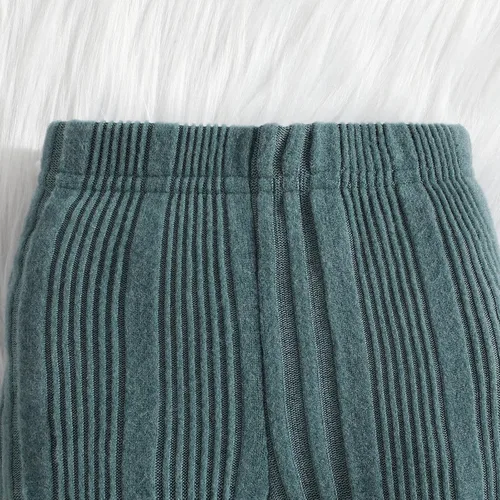 Vista 7 de Traje térmico de algodón suave con cuello redondo y manga larga de color liso, para bebés y niñas
