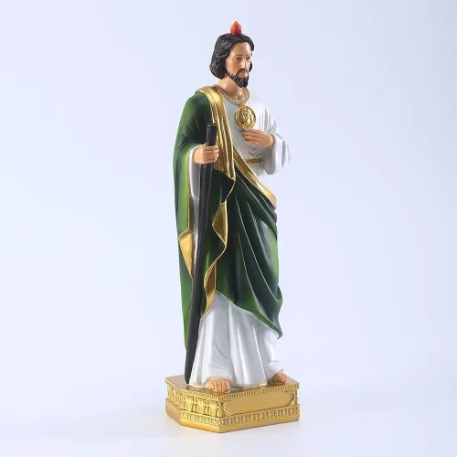 Vista 4 de QIANLING Estatua de San Jude de 12 pulgadas, Estatuas religiosas de San Jude de resina, Estatua religiosa de San Judas Tadeo de regalo