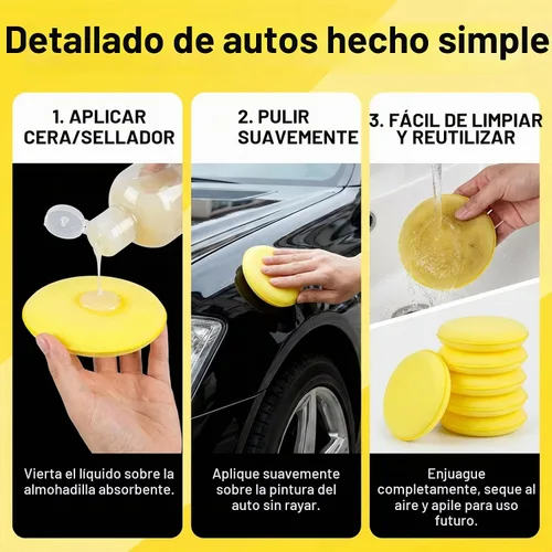 Vista 2 de PSLER Almohadillas aplicadoras de espuma – Almohadilla aplicadora de cera de coche de espuma para detallar, esponjas de pulido redondas de 4