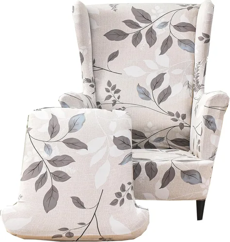 Vista 9 de CRFATOP Fundas para silla de alas estampadas, 2 piezas, elásticas con respaldo de ala, fundas de tela de elastano con respaldo de ala, fundas