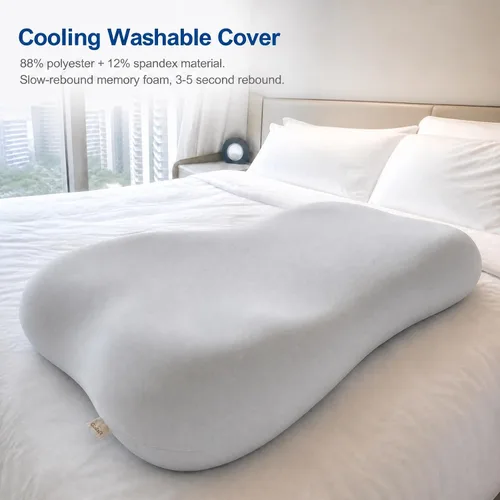 Vista 7 de Almohada ergonómica de espuma viscoelástica para dolor de cuello Azul