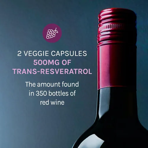 Vista 4 de Reserveage Beauty, Resveratrol 500 MG, suplemento antioxidante Trans-Resveratrol para la salud cardíaca y celular, apoya el envejecimiento saludable