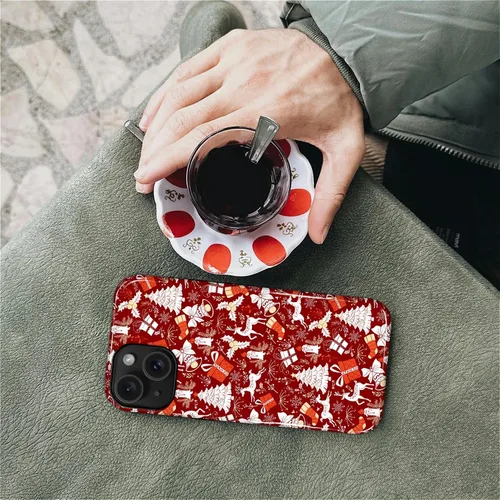 Vista 7 de Funda para iPhone 13 iPhone 14, a prueba de golpes, funda protectora híbrida de 2 capas, doble protección contra caídas, antiarañazos, diseño Rojo