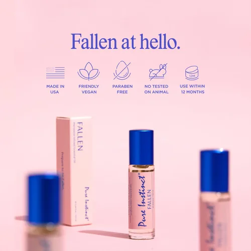 Vista 6 de Pure Instinct FALLEN Roll-On The Original - Perfume de aceite corporal con infusión de feromonas EDP, para ella, listo para la TSA, 0.34 onzas