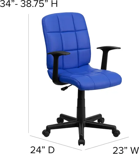 Vista 3 de Flash Furniture - Silla giratoria de respaldo medio de vinilo, acolchada, color negro