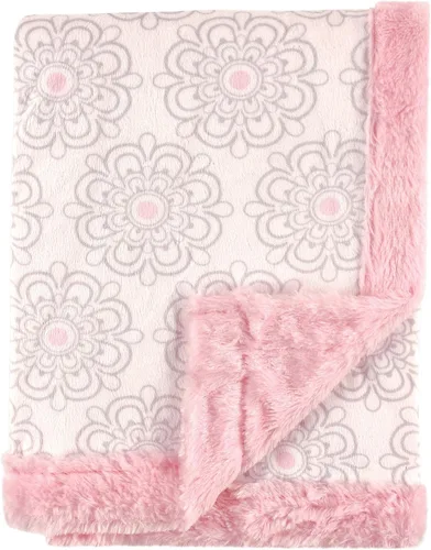 Vista 36 de Hudson Baby Infant Girl Plush Blanket with Furry Binding and Back, Navy Bold Floral, One Size (Pack of 2)
