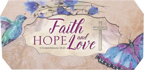 Vista 2 de Cottage Garden Faith Hope and Love - Caja musical con purpurina de mariposa y pájaro que reproduce Tune How Great Thou Art