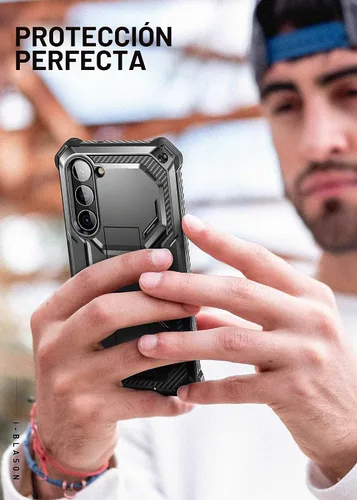 Vista 8 de i-Blason Armorbox - Funda para Samsung Galaxy S23 con soporte y clip para el cinturón, protector de pantalla integrado, 2 marcos frontales