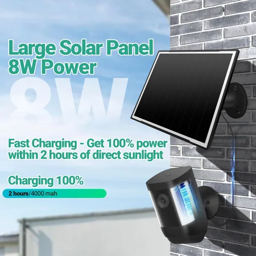 Vista 3 de Paquete de 2 paneles solares para Ring Camera/cámaras Wyze, cargador solar de 8 W compatible con Stick Up Cam Pro/Plus y Spotlight Cam (batería)