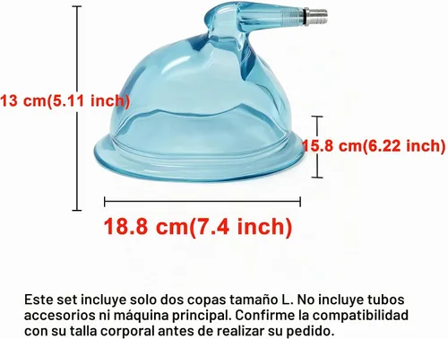 Vista 3 de Elitzia Copas de vacío de glúteos grandes de 7.28 pulgadas de diámetro, accesorios para máquinas de ventosas al vacío, succión de masaje de Azul