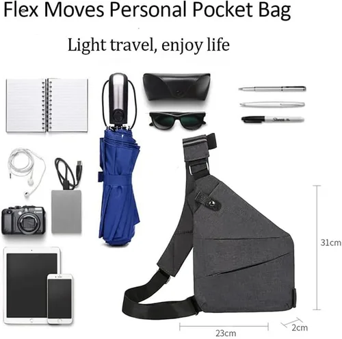 Vista 5 de Bolsa de bolsillo personal antirrobo, bolsa de viaje antirrobo, bolsas cruzadas antirrobo para mujeres y hombres, bolsa delgada